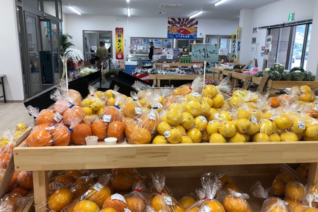 稲取漁港直売所 こらっしぇの柑橘の売り場