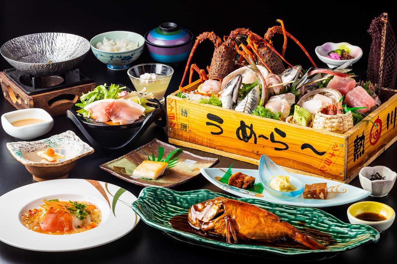 ホテル志なよし 高級食材伊勢海老、鮑、金目鯛など伊豆の選りすぐりの味覚満載